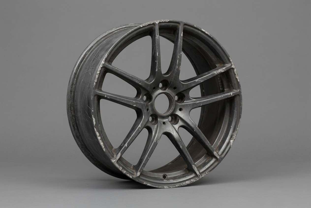 Modern wheel rim, demonstration of a worn condition